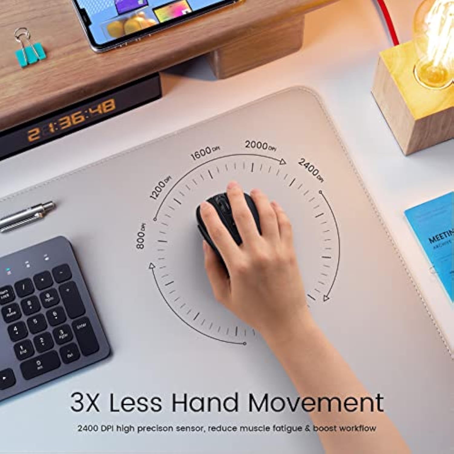 Wireless D-09 Computer Mouse Usb Cordless Mice For Laptop, Ergo Grips, Lightsp