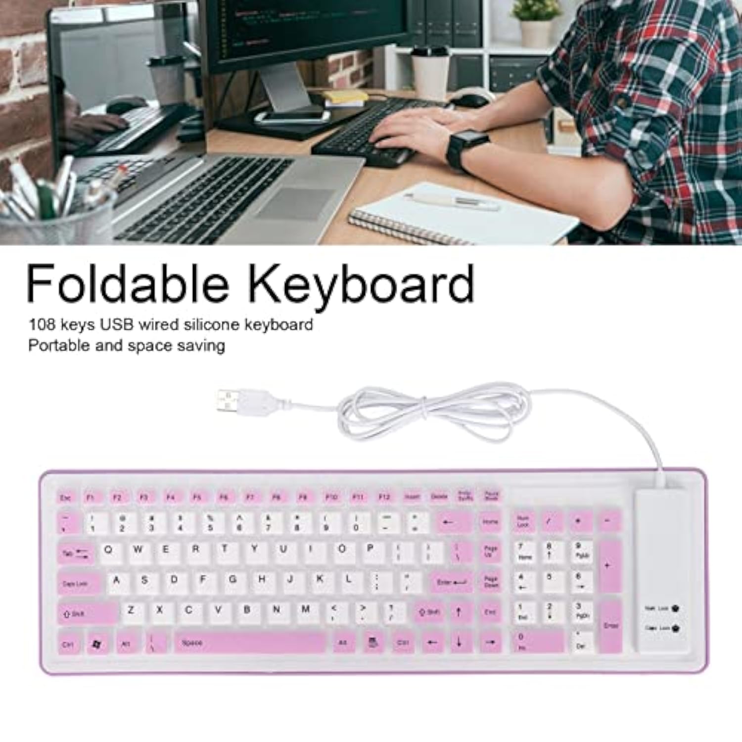Roll Up Keyboard, Foldable Silicone Keyboard 103 Keys Usb Wired Waterproof Mut