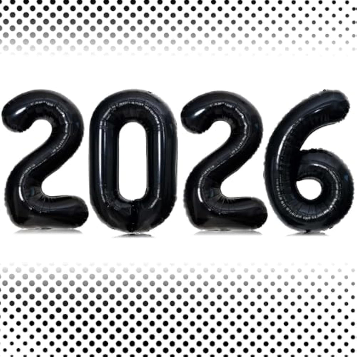 32-Inch Giant Black 2026 Number Balloons NYE Celebration Foil Decor