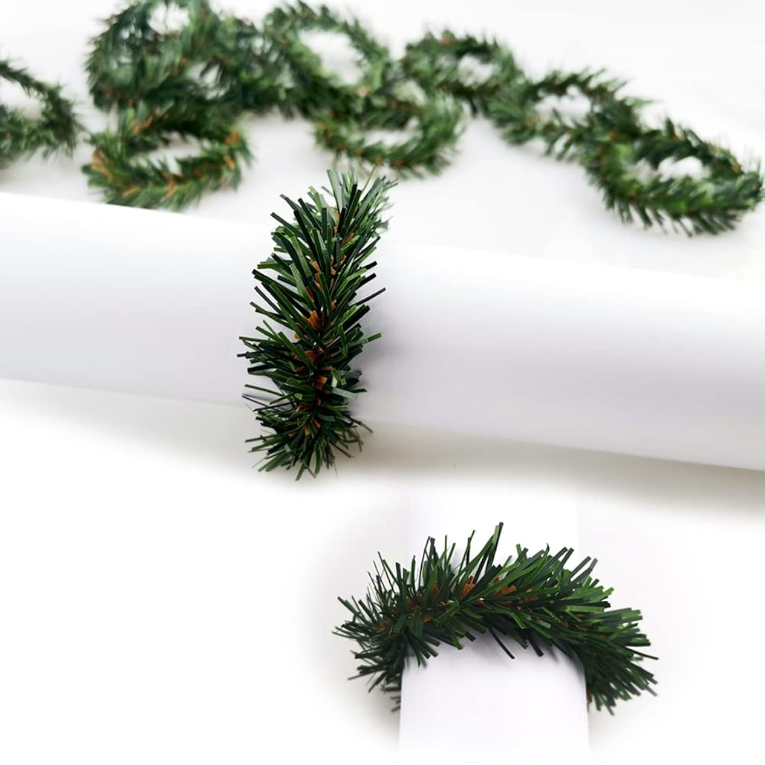 12 Pcs Christmas Napkin Rings Christmas Napkin Holder Small Artificial Pine Needles Wreath Candle Rings For Banquet Table Decorations