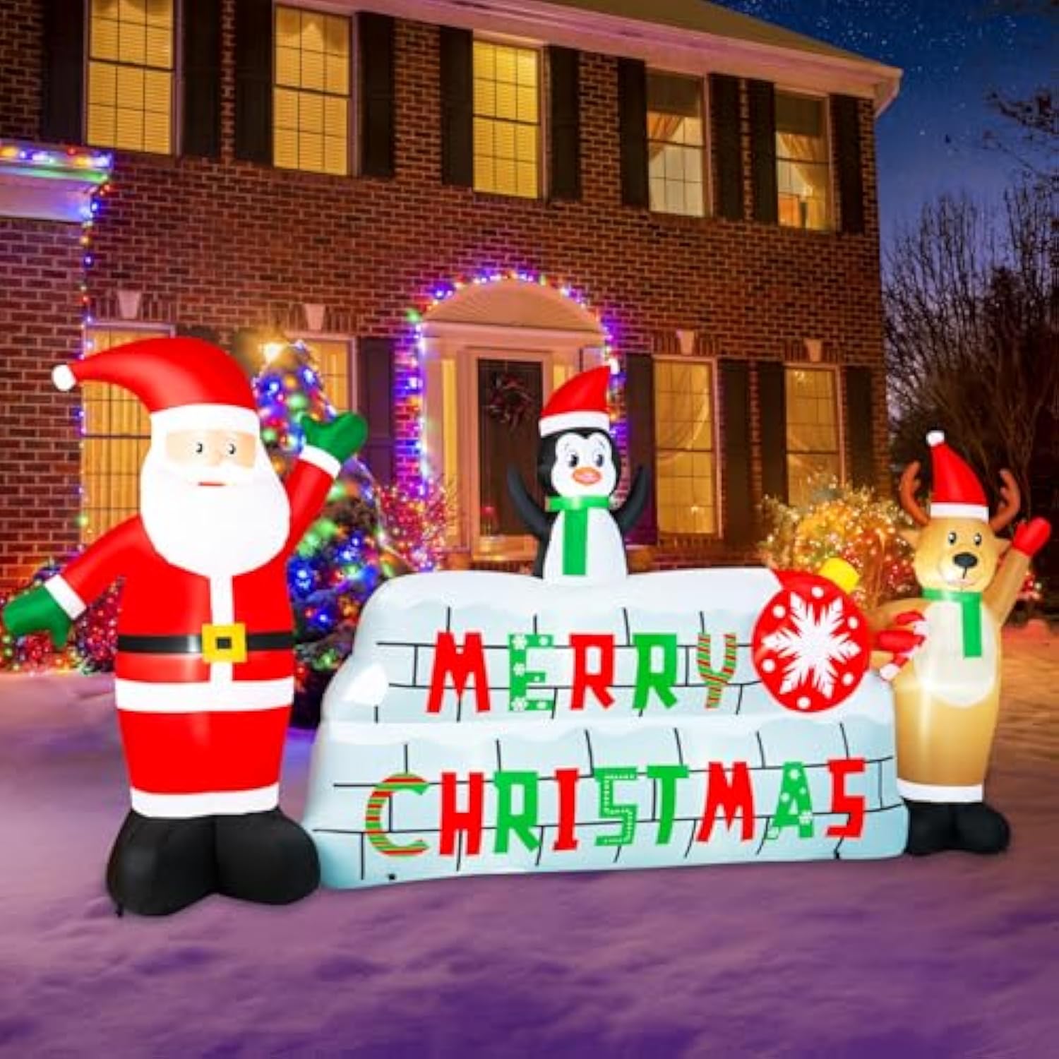 10Ft Christmas Inflatable Outdoor Decoration, Merry Christmas Inflatable Banner Blow Up Yard Decorations Inflatable Sant