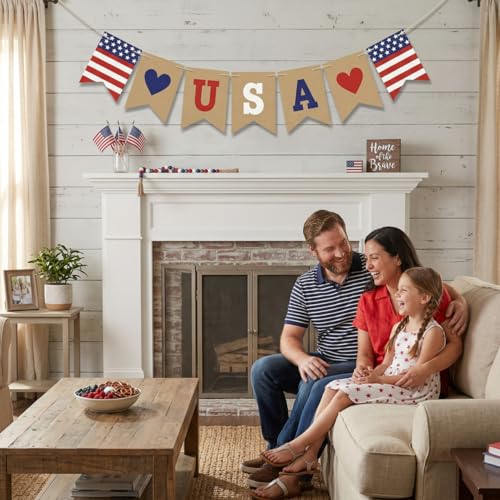 USA Banner Patriotic Garland 4th of July Banner for Memorial Day Decorations Independence Day Decorations 4th of July Party Supplies Patriotic Decorations for the Home Office