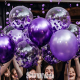 47 Pack Purple Metallic and Confetti Latex Balloons Birthday Graduation Party Decor
