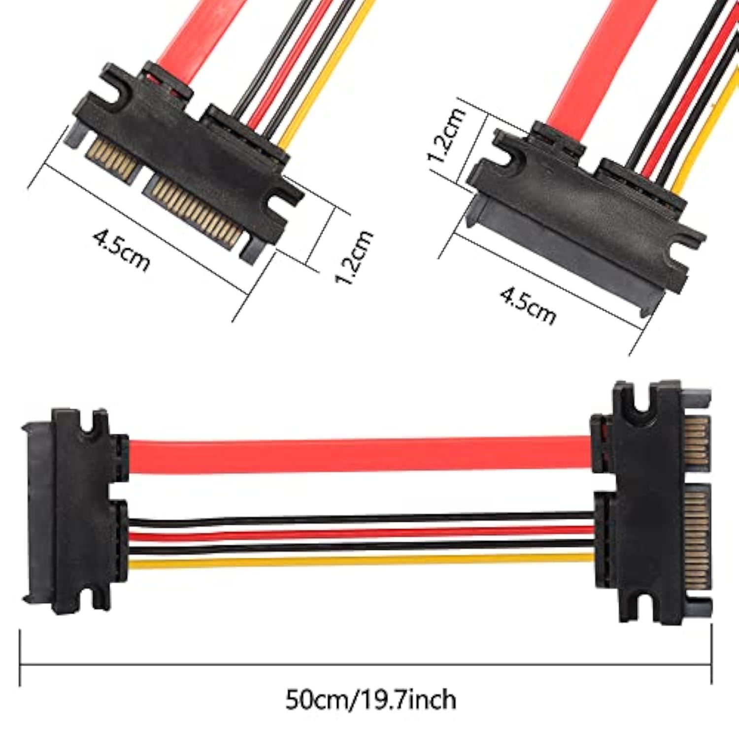 22Pin Sata Power Extension Cable, 2Pack Sata 22Pin (7+15) Male To Female Data