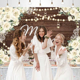 7x5ft Floral Mr and Mrs Engagement Decorations Backdrop White Flowers Wooden Wedding Shower Background Bride and Groom Engaged Ceremony Anniversary Bridal Shower Party Banner Photo Booth Props