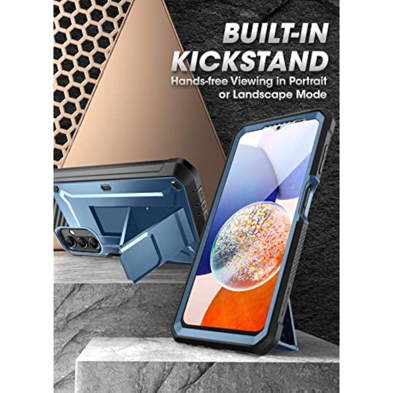 SUPCASE for Samsung Galaxy A14 5G Case with Screen Protector (Unicorn Beetle Pro), [Built-in Stand & Belt-Clip] Heavy Duty Full-Body Rugged Kickstand Protective Phone Case for Samsung A14 5G, Tilt