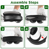 Geekria Hook and Loop Headband Cover + Pad Set, Protector with Zipper Closure Compatible with Medium Sized Headphones, Easy DIY Installation (Protein Leather/Black)