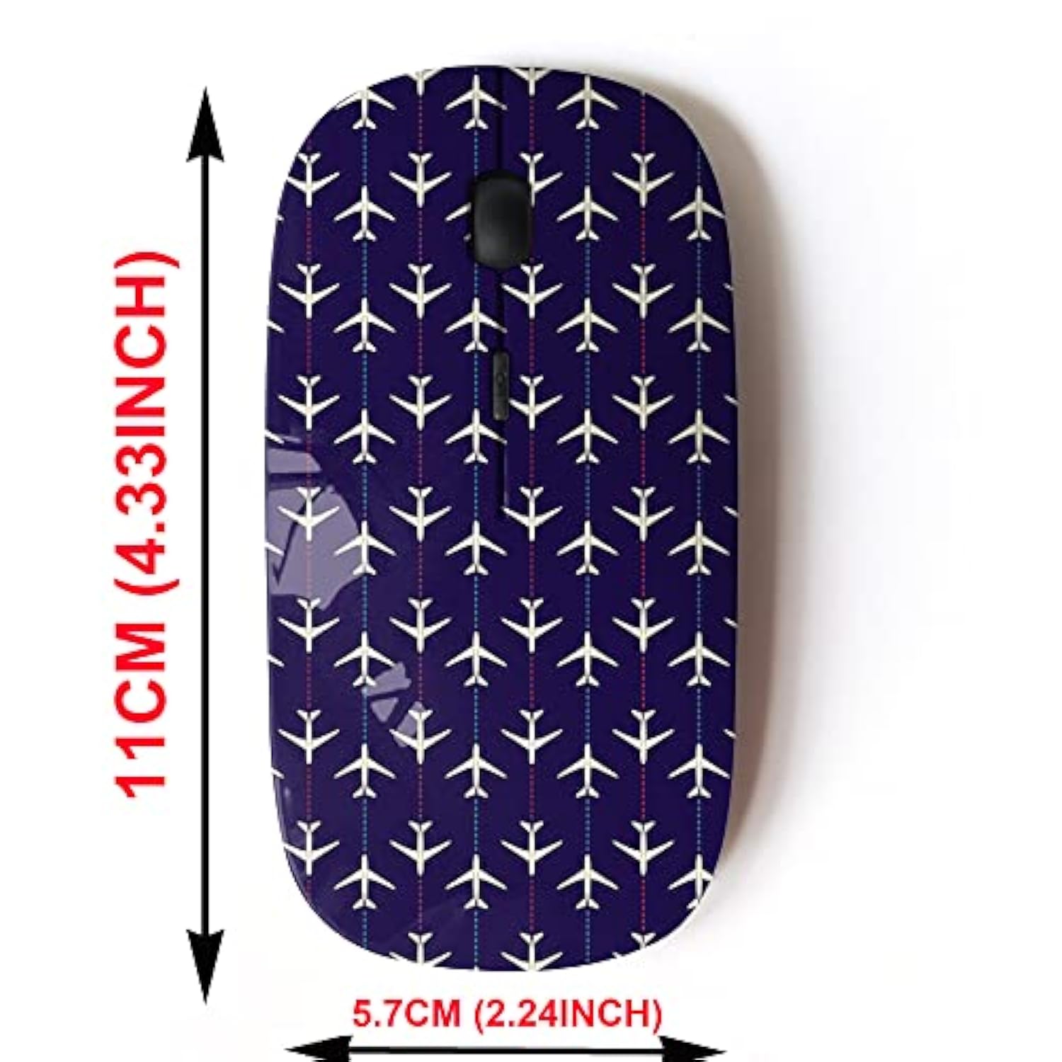 2.4G Wireless Mouse With Cute Pattern Design For All Laptops And Desktops With Nano Receiver - Airplanes