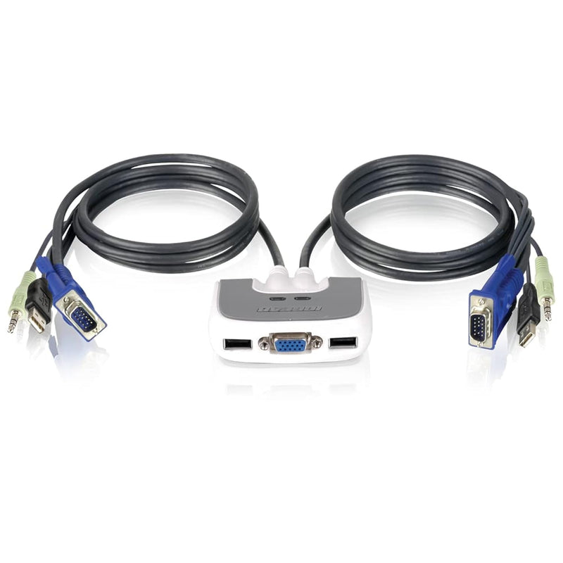 IOGEAR 2-Port Miniview Micro VGA USB PLUS KVM Switch with Audio and Cables, GC