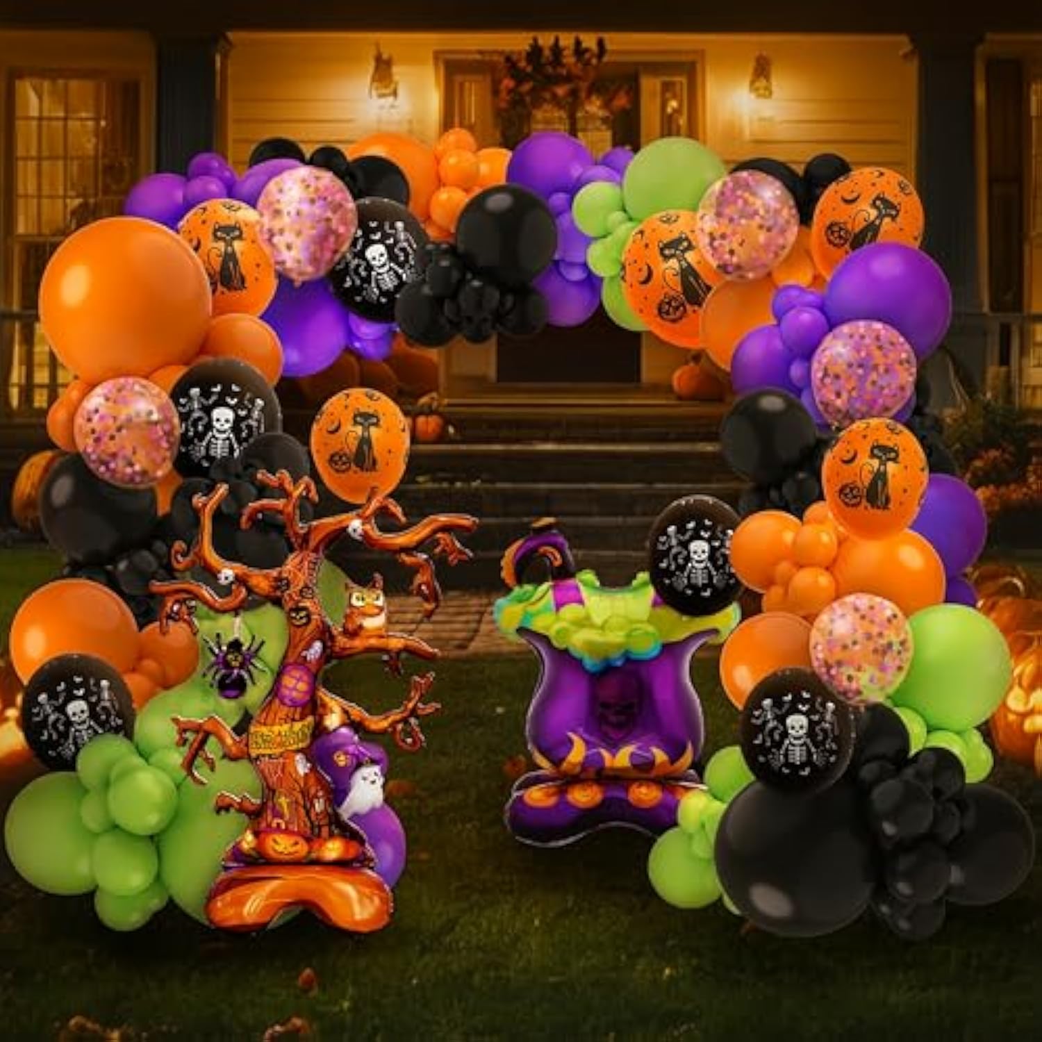 157pcs Halloween Balloon Garland Arch Kit Orange Black Green Purple Witch Foil Party Decorations