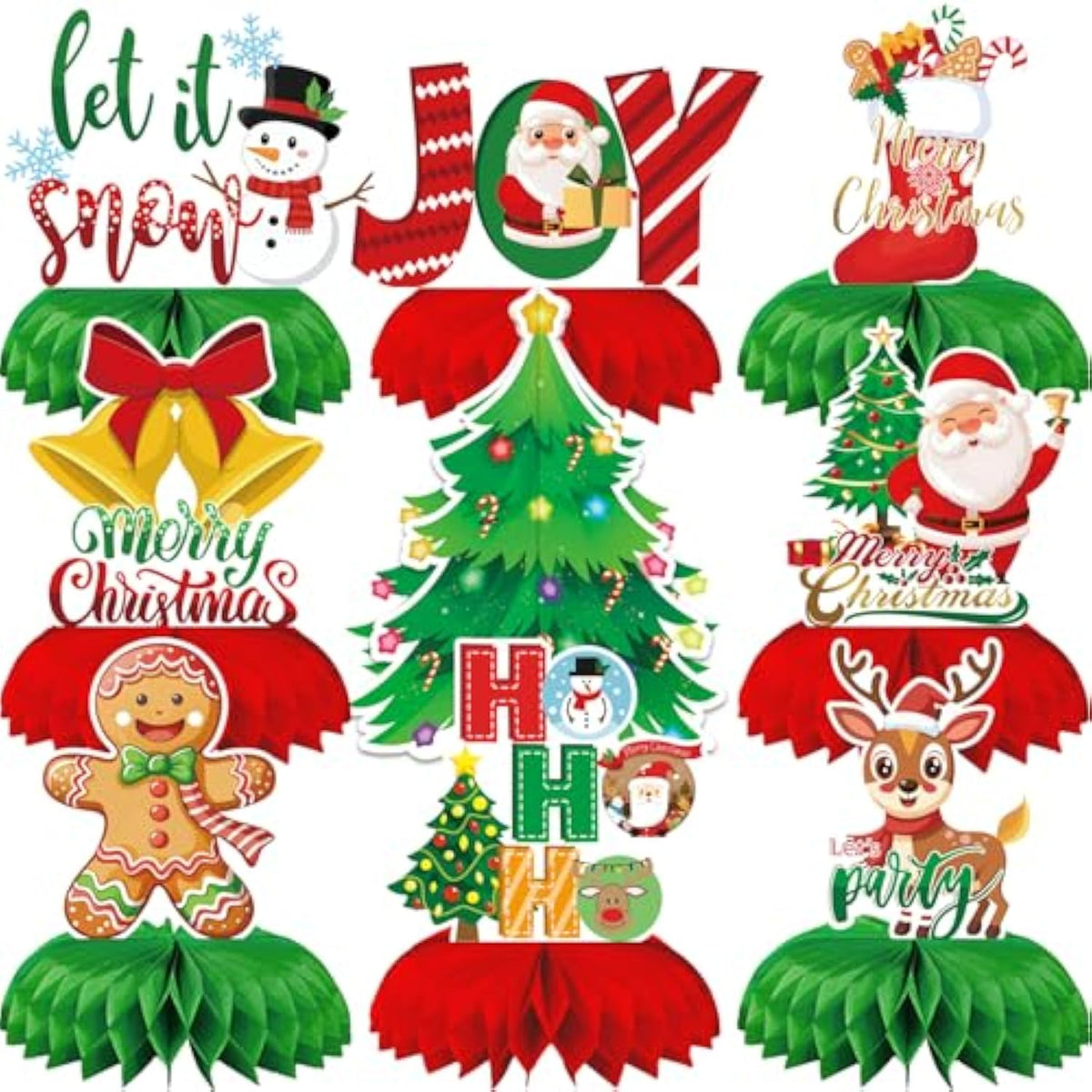 9 Pc Christmas Table Centerpieces Party Table Decoration