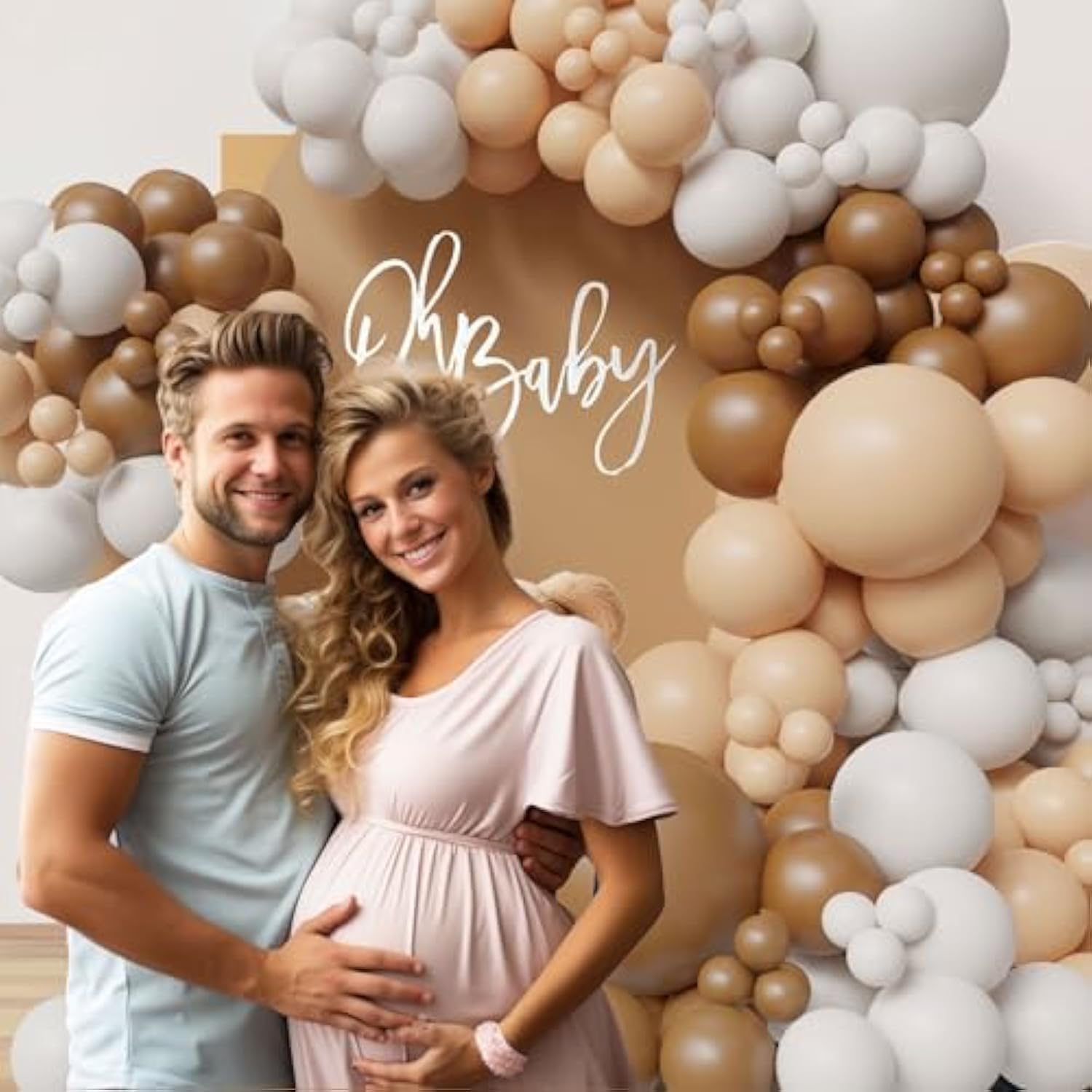 123pcs Neutral Boho Balloon Garland Kit Brown Beige Nude for Baby Shower Party