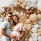 123pcs Neutral Boho Balloon Garland Kit Brown Beige Nude for Baby Shower Party