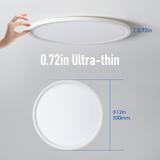 6 Pack 12 Inch Dimmable LED Flush Mount Ceiling Lights 24W 2640LM Black