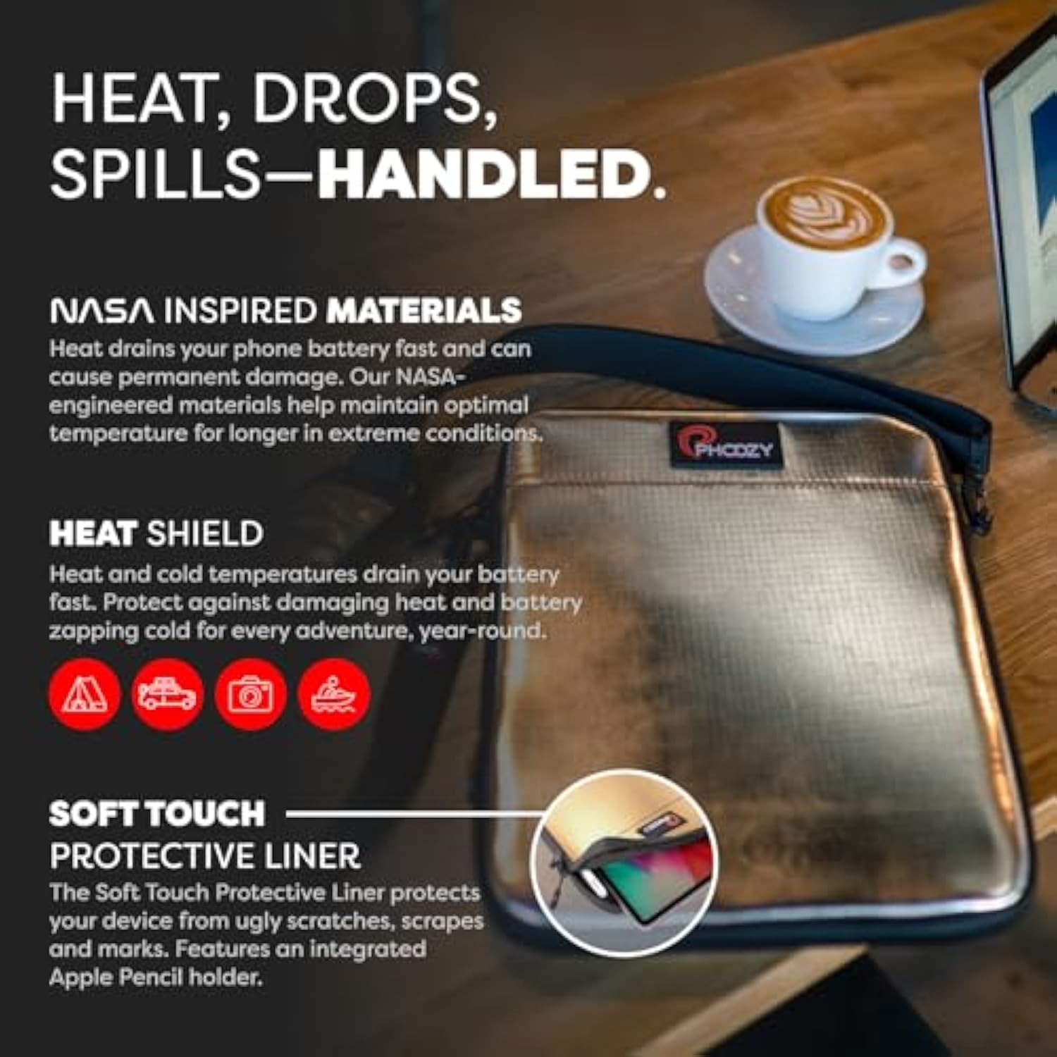 Insulated Thermal Sleeve For Laptops, Ipads, Macbooks & Similar Sized Tablets Or Laptops Up To 13" - Patented Nasa Thermal Technology Extends Battery Life In The Cold (Gold)
