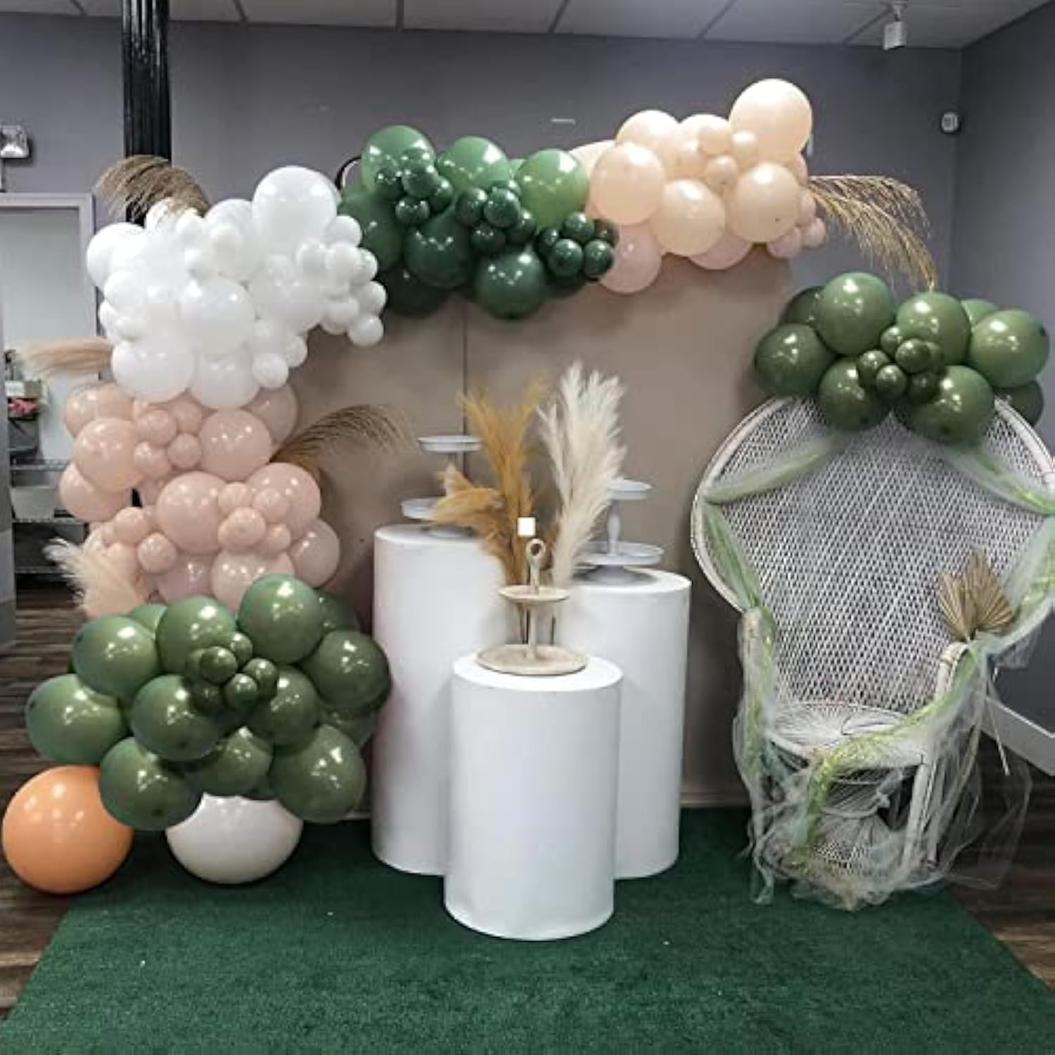 Avocado Green Peach Balloon Garland Arch Kit 143Pcs Balloon Kit For We