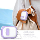 For Airpods Pro Case (2Nd/1St Gen), Dual-Color Design With Automatic Pop-Up Lid, Includes Cleaning Tool, Durable And Shockproof, Compatible With Wireless Charging, White/Purple