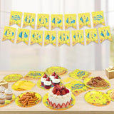 Yellow Cartoon Party Supplies Serves 25 - Plates And Napkins Tableware Set With Cups Banner Forks Disposable Dinnerware For Under The Sea Ocean Baby Shower Party Decorations