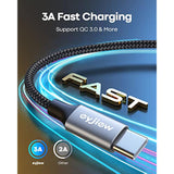 Usb C Cable [3.3Ft, 2-Pack] Usb A To Type C Charger Cable Nylon Braided 3A Fast Charge For Iphone 16 15/16 15 Pro/16 15 Plus/16 15 Max Plus, For Samsung Galaxy S25 S24 S23 A16 A14, Pixel 9 8 7