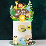 Jungle Safari Animal Cake Toppers And Decorations For Theme Party, Baby Showers, Kid Birthday Party Supplies