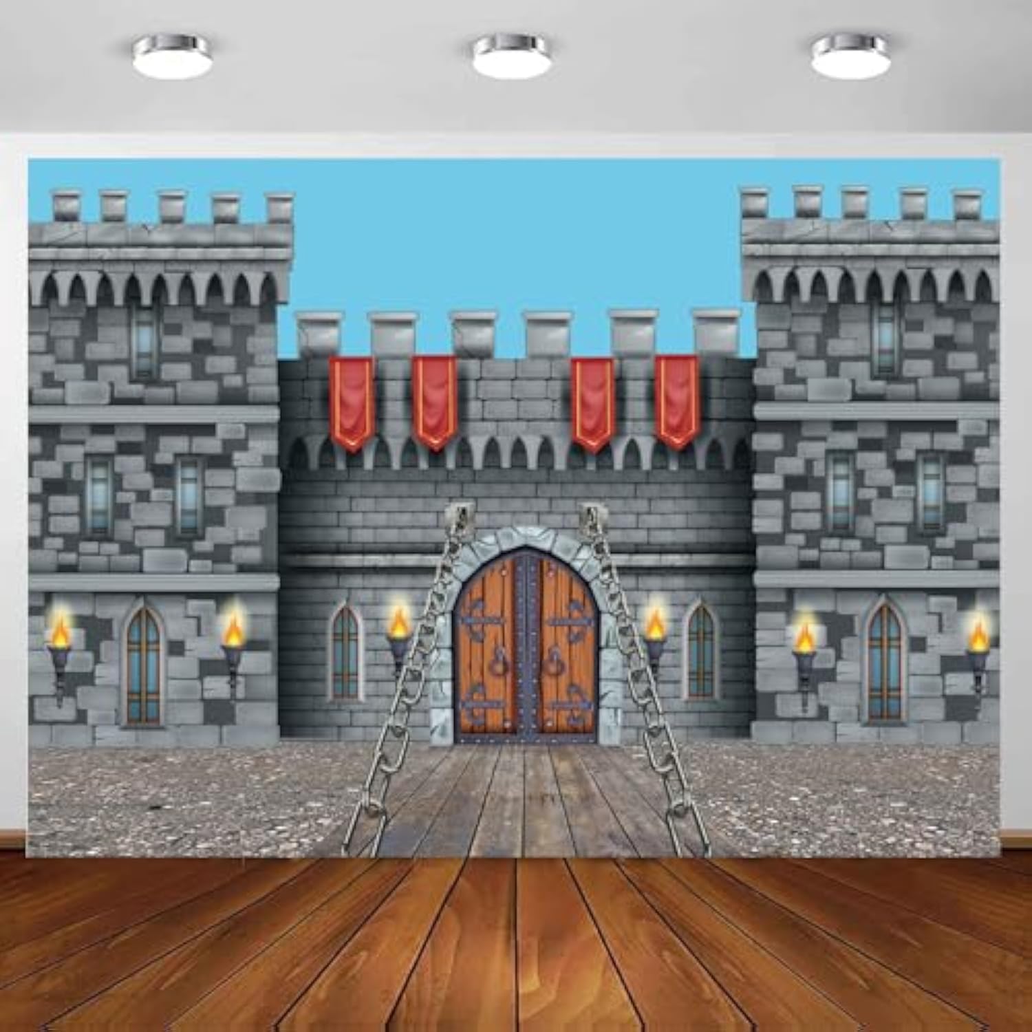 Medieval Castle Backdrop 7 X 5 Ft, Knight Castle Party Decoration Banner With Medieval Arches Entrance Door Stone Wall Background Polyester For Kids Boys Birthday Party Photo Props Supplies