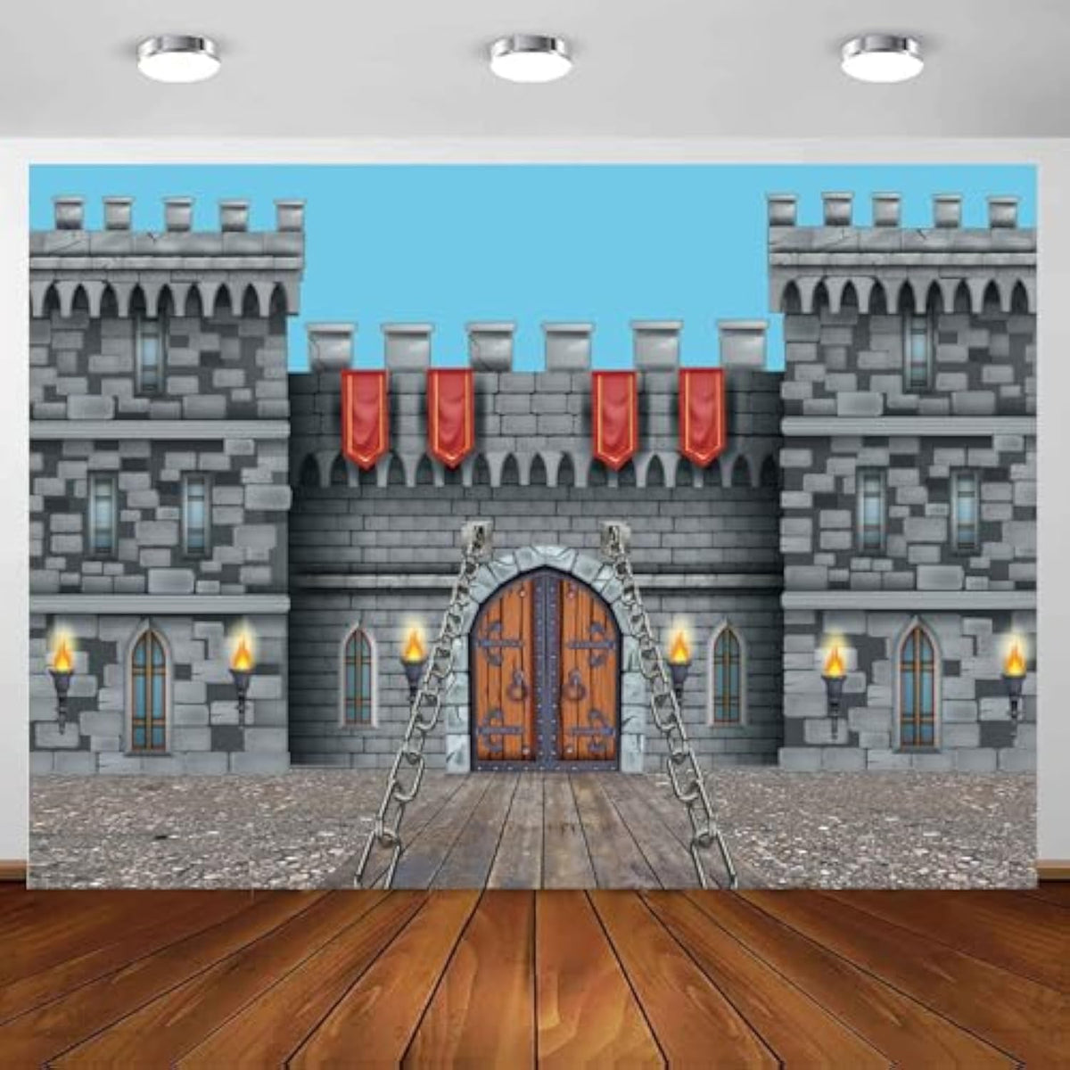Medieval Castle Backdrop 7 X 5 Ft, Knight Castle Party Decoration Banner With Medieval Arches Entrance Door Stone Wall Background Polyester For Kids Boys Birthday Party Photo Props Supplies