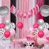 Cowgirl One 1St Birthday High Chair Banner - Disco Party Girls Smash Cake Decorations, Rodeo Photo Props