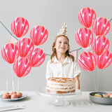 50Pcs 12Inch Marble Latex Balloons, Red White Rainbow Marble Balloons