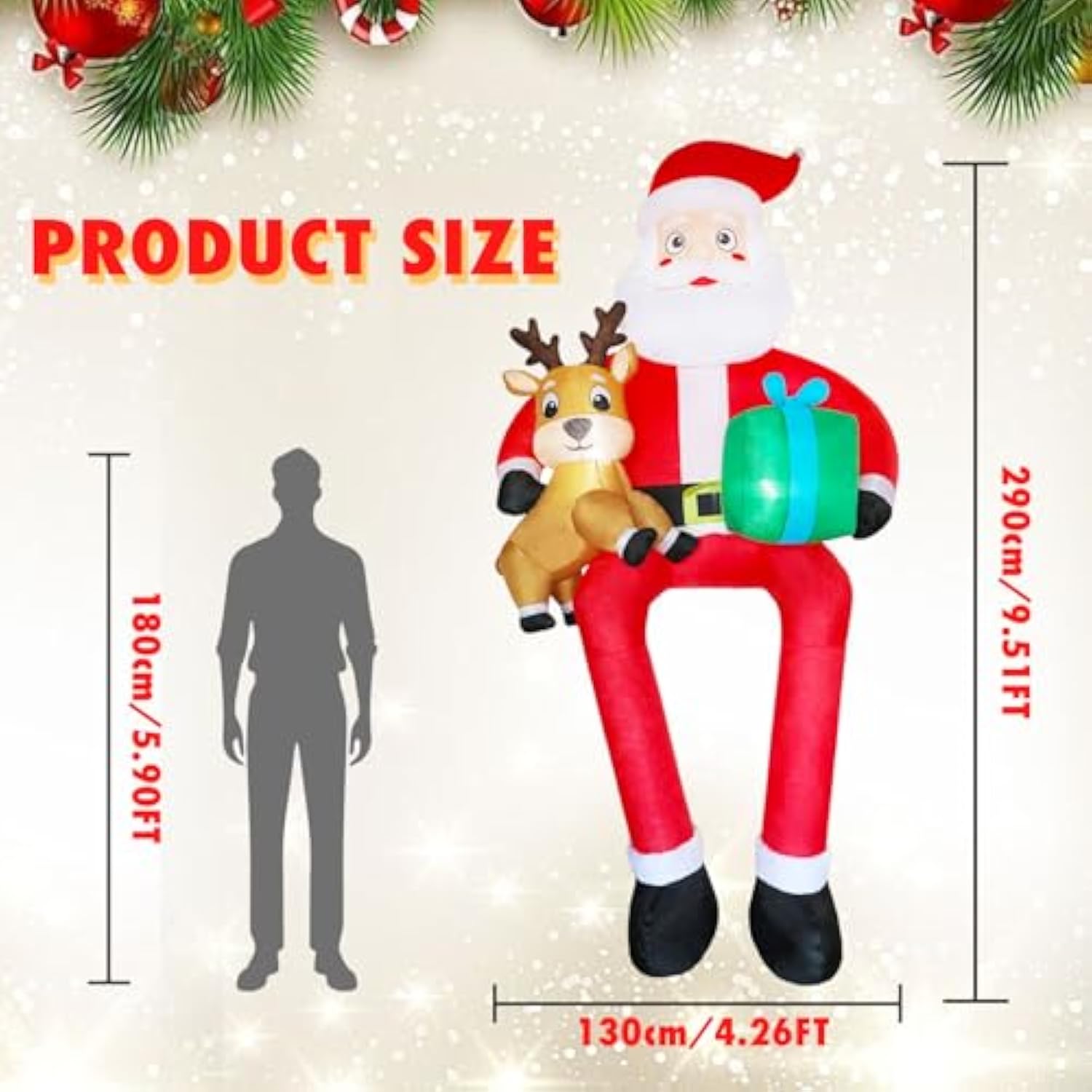 10 Ft Christmas Inflatable Outdoor Decoration Giant Sitting Santa Claus Christmas Inflatables With Led Lights Climbing S