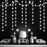 Black White Silver Heart Garland – 52ft Party & Event Hanging Décor