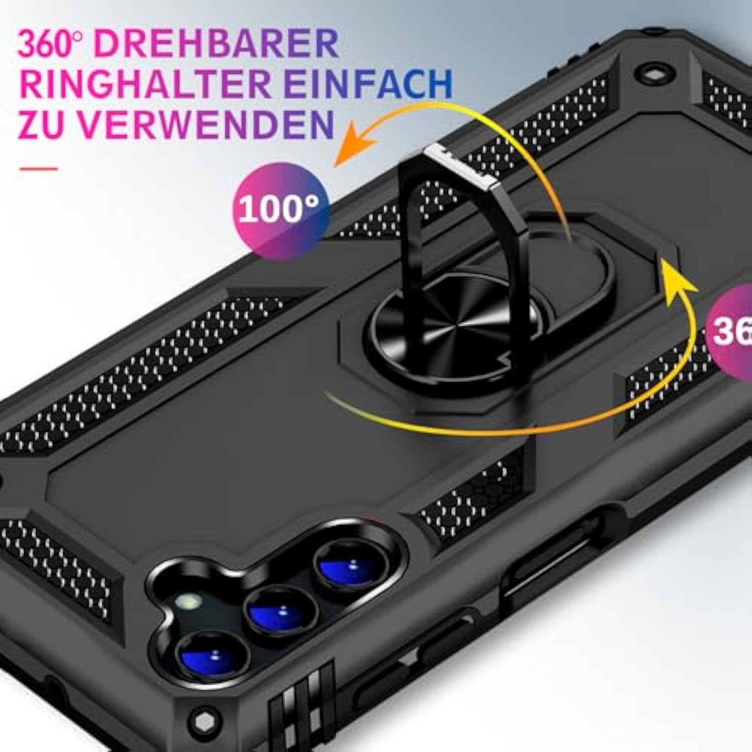 Heavy Duty Case For Samsung Galaxy S25/S24 Phone Case With Metal Ring Magnetic Kickstand, Grade Shockproof Rugged Protective Cover For Samsung S25 5G Cell Phone Cover Shell (Black)