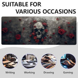 Gothic Skulls And Roses Large Mouse Pad, Gaming Mouse Pad, Non-Slip Rubber Base, Office Accessories, Desk Mat, Dark Mousepads For School, Work, Home Decor Gifts 31.5" X 11.8"