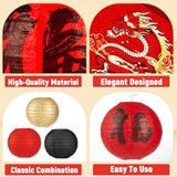 16-Pcs Red, Black & Gold Hibachi Lantern Banner Set Asian Party Decor