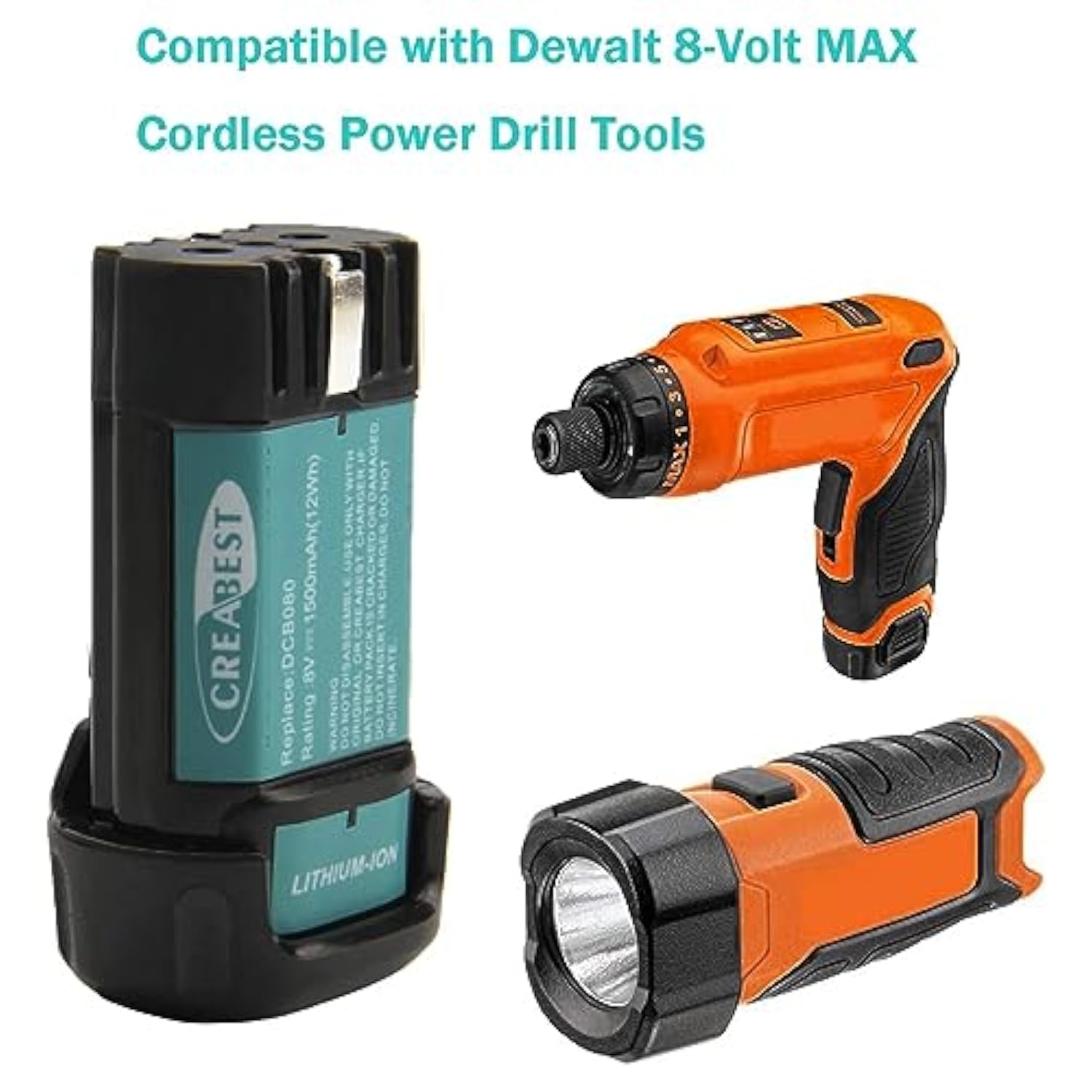 1500mAh 8V Li-Ion Battery for Dewalt DCB080, DCF680 Series Tools