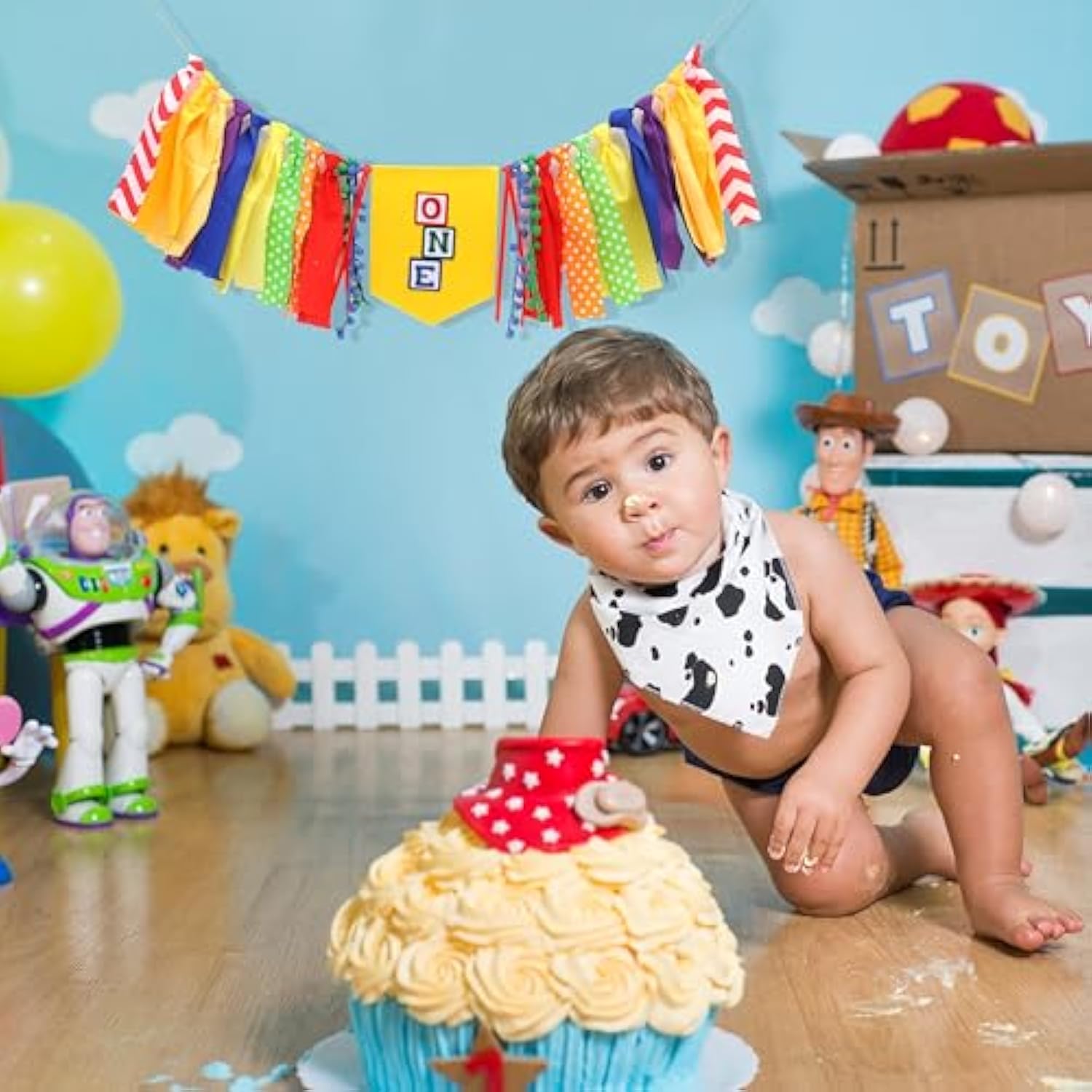 Letter Blocks High Chair Banner, 1st Birthday Decorations, Cake Smash Photo Props