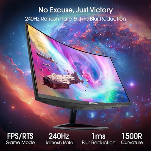 27-Inch Curved Gaming Monitor, Fhd 1080P, 240Hz, 1500R, Displayport & Hdmi X2, Built-In Speakers, Machine Black (C275B-Fwt240 Series, 2026)
