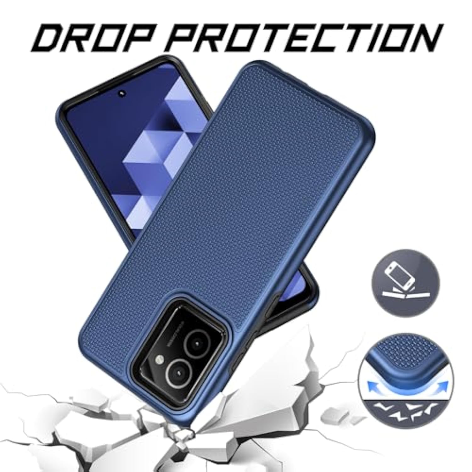 HMD Vibe N159V Phone Case with Tempered Glass Dual Layer Shockproof Blue