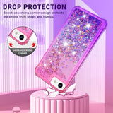For Iphone Se Case 2022/2020, Iphone 8 Case, Iphone 7 Case With Screen Protector, Women Girls Cute Glitter Bling Floating Liquid Soft Tpu Silicone Shockproof Protective Phone Case -Pink/Purple