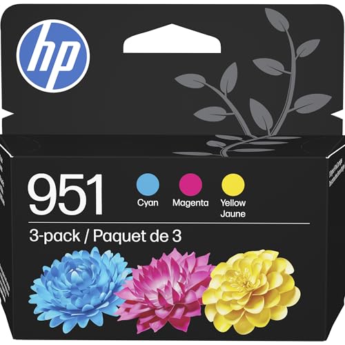 951 Cyan, Magenta, Yellow Ink Cartridges (3 Pack) | Works With Officejet 8600, Officejet Pro 251Dw, 276Dw, 8100, 8610, 8620, 8630 | Eligible For Instant Ink | Cr314Fn