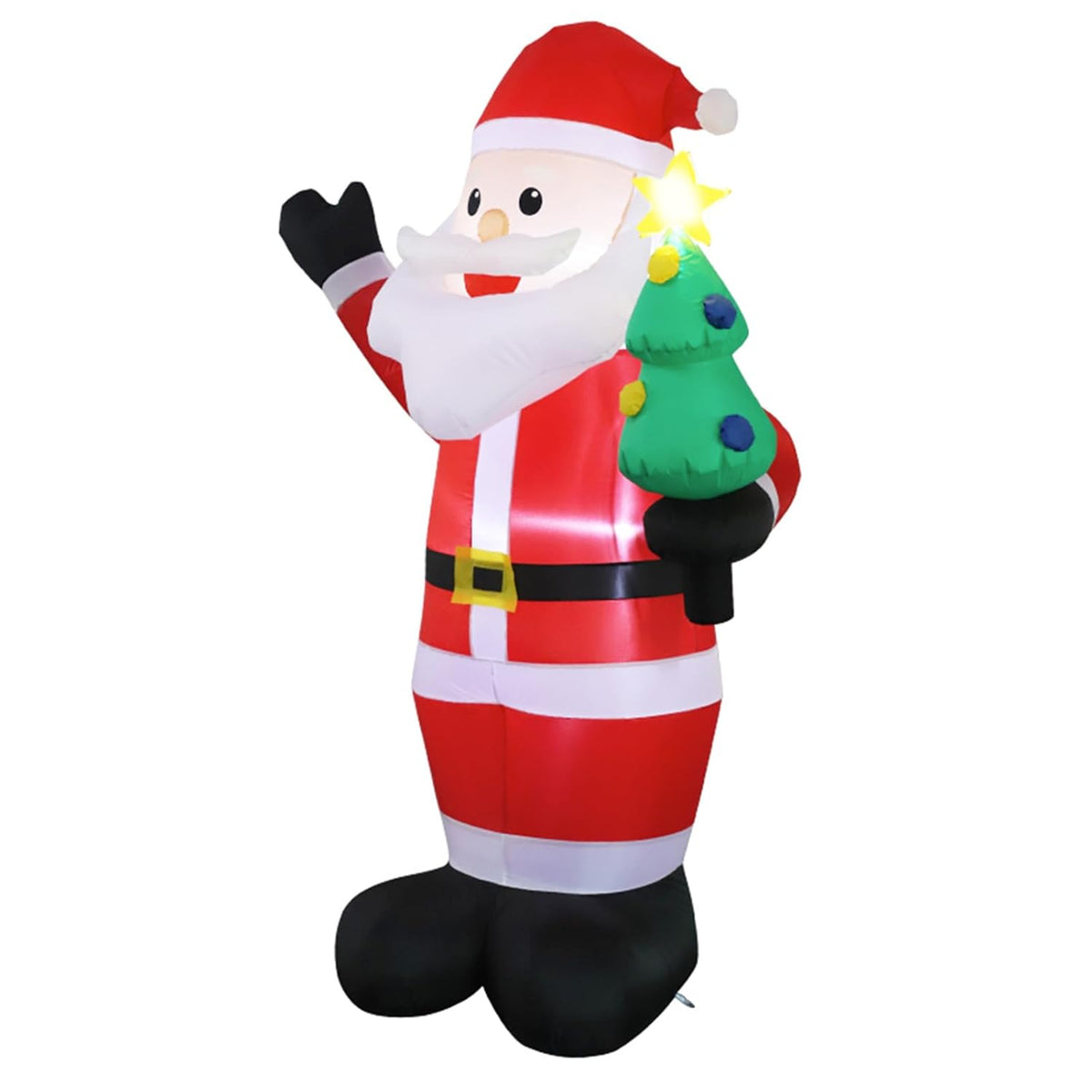6 Ft Christmas Inflatable Santa Claus Outdoor Decorations, Funny Cute Xmas Blow Up Yard Decoration Build-In Led Lights F