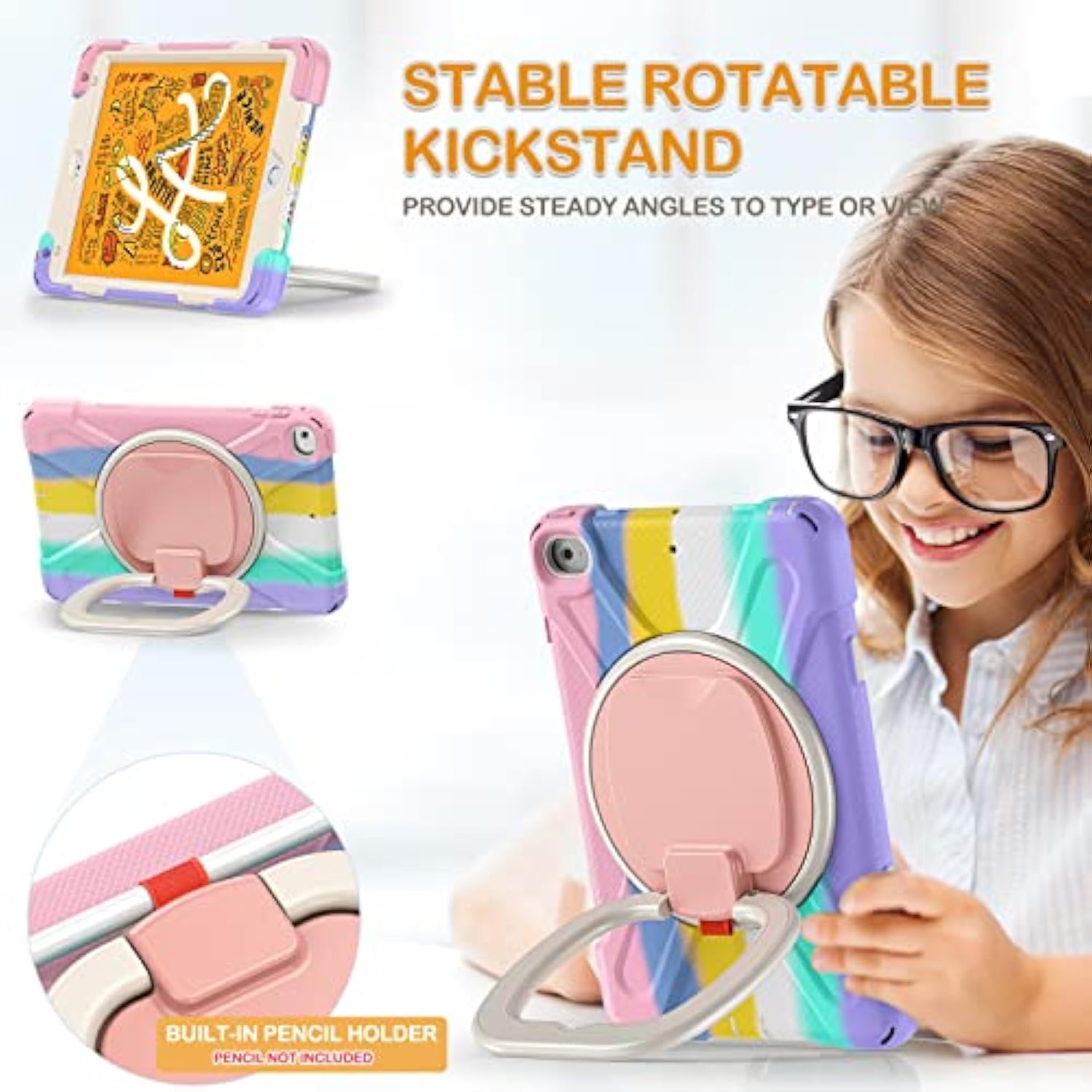 Ipad Mini Case 5Th Generation, Ipad Mini 4 Case For Kids, Silicone Hard Back C