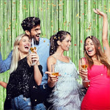 Light Green 2 Pack Metallic Tinsel Foil Fringe Curtains, 3.3X8.3 Feet Light Green Streamers For Party, Door Streamers Party Decorations, Party Streamers For Birthday Christmas Party Decorations