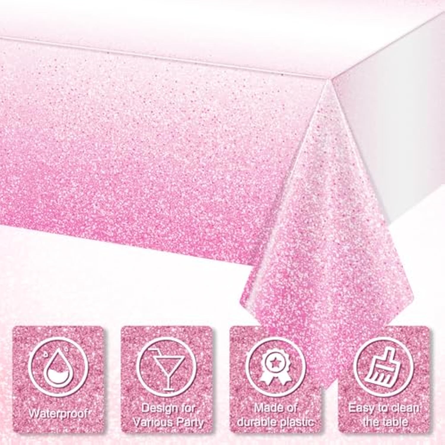 3 Pack Ombre Pink Disposable Tablecloths, 54x108" for Parties & Events