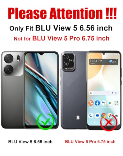 For Blu View 5 Phone Case With Tempered Glass Screen Protector,Dual Layer Heavy Duty Shockproof Protection Phone Case Cover For Blu View 5 (Dark Green)
