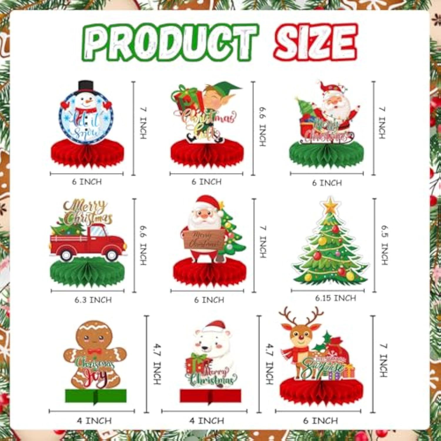 9 Pc Christmas Table Centerpieces Party Table Decorations