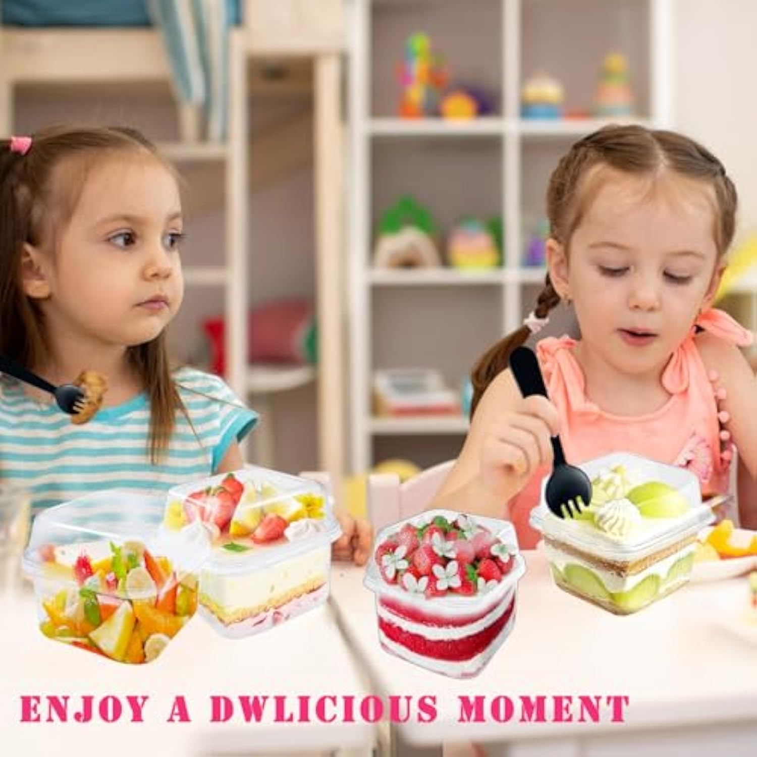 100Pcs 8Oz Plastic Dessert Cups With Lids And Spoons,Disposable Parfait Cup Square Cake Containers For Party Favor,Mousse,Yogurt,Pudding,Snacks,Fruits,50 Sets