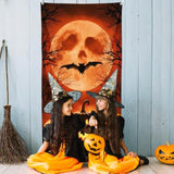 Large Horror Halloween Door Banner Scary Moon Pumpkins Bats Porch Outdoor Decor