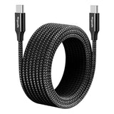Extra Long Usb-C To Usb-C Cable - 16Ft/5M Pd 60W Fast Charge, Durable Double Braided Nylon Charging Cord 2.0 - Black