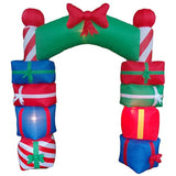 8 Foot Tall Lighted Christmas Inflatable Stacked Colorful Gift Boxes Archway With Red Bow Lights Outdoor Indoor Holiday