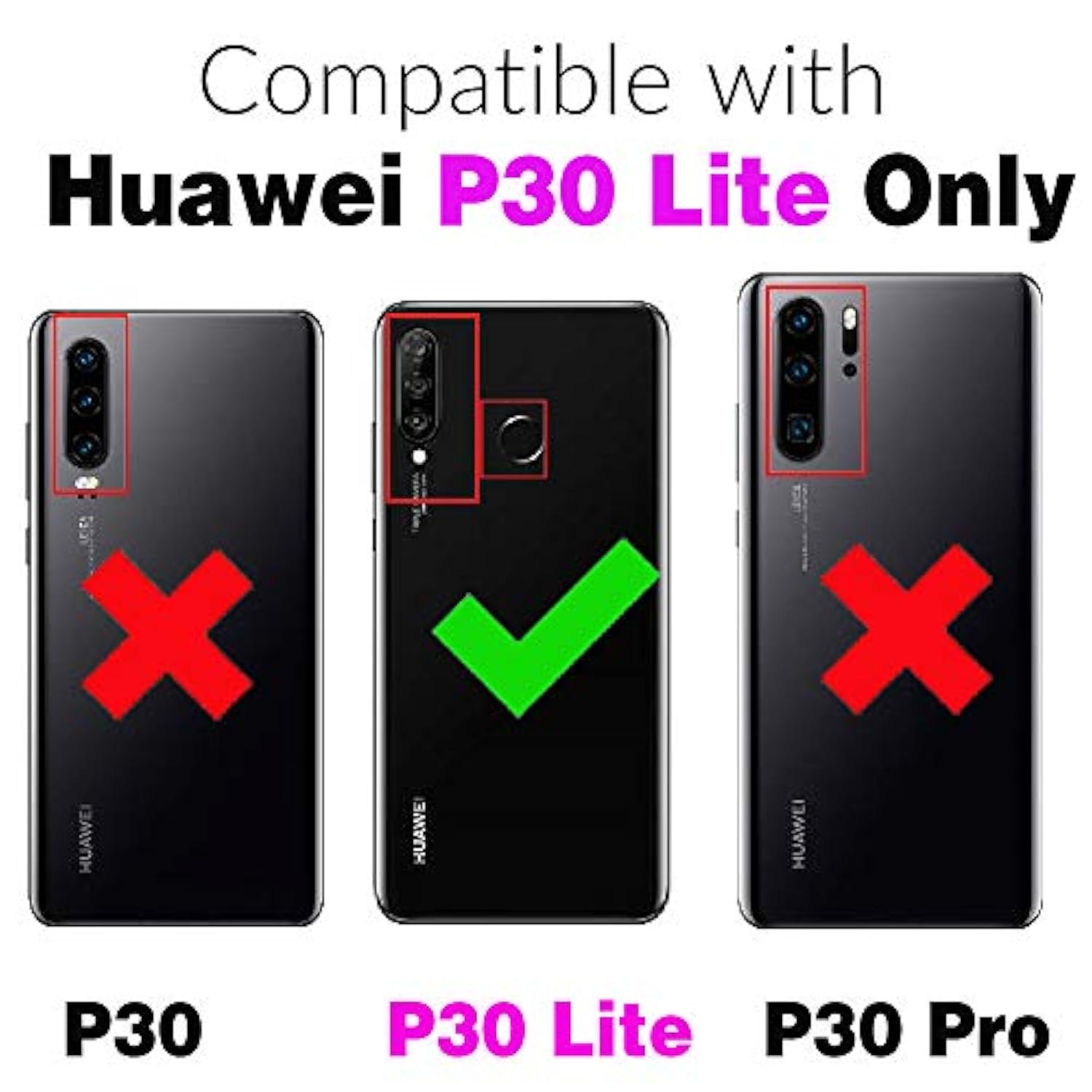 Phone Case for Huawei P30 Lite with Screen Protector & Magnetic Ring Holder